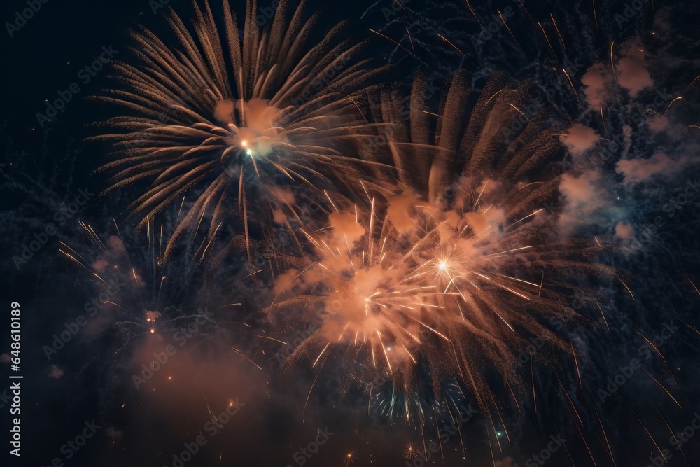 Fototapeta premium Fireworks lighting up the night sk