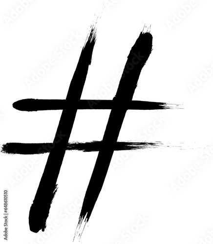 hashtag sign drawn with ink strokes