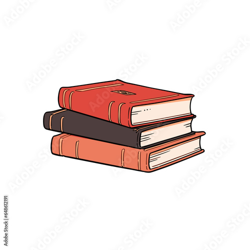 Books vector icon in minimalistic, black and red line work, japan web
