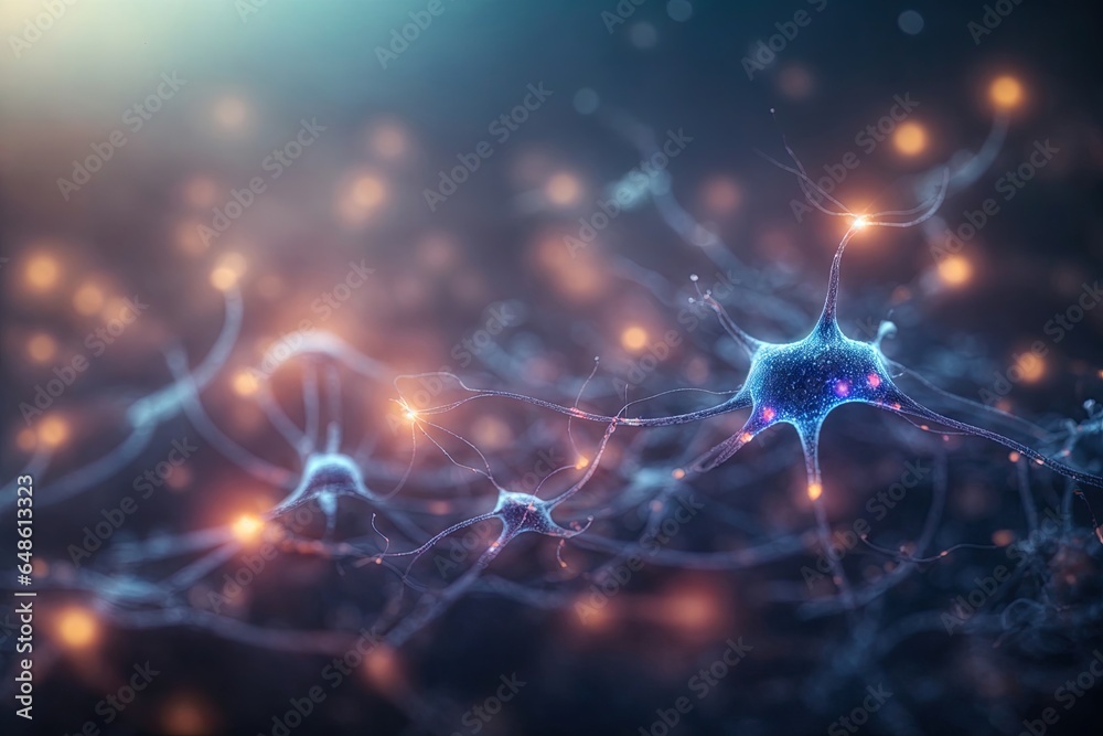 active nerve cells Human brain stimulation. ai generative