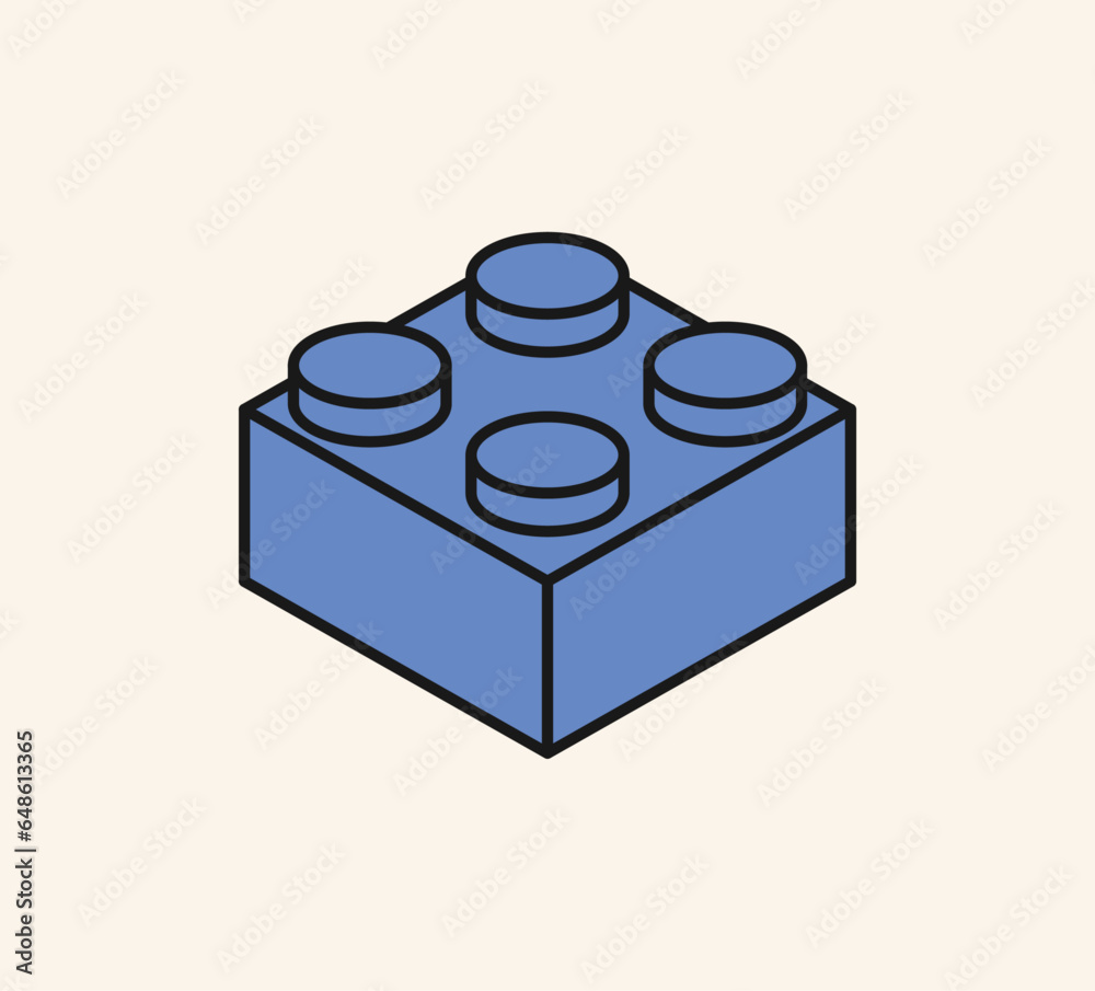 Fototapeta premium Isometric brick block and piece line art building brick block for children, colorful brick toy isolated on background flat vector illustration.