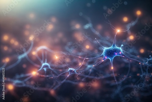 active nerve cells Human brain stimulation. ai generative