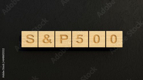 S&p500 index. Stock market. Wooden cubes