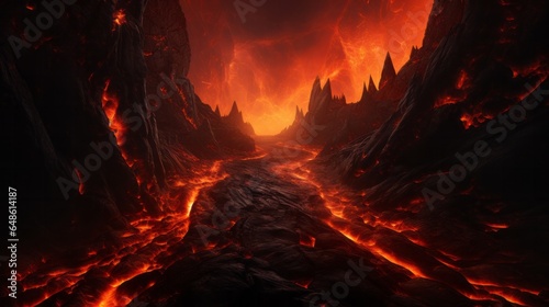 A mesmerizing underground world with glowing lava formations