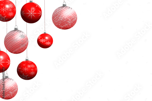 beautiful Christmas background with Christmas toys hanging on ropes