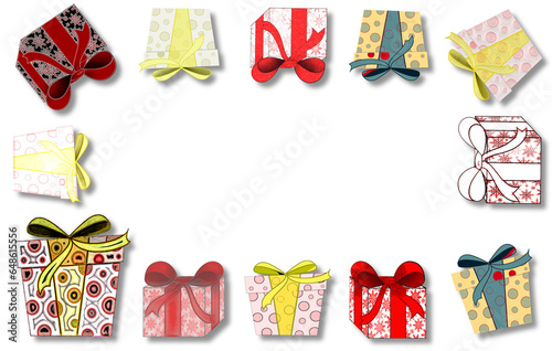 beautiful background with colorful gifts on a light background	