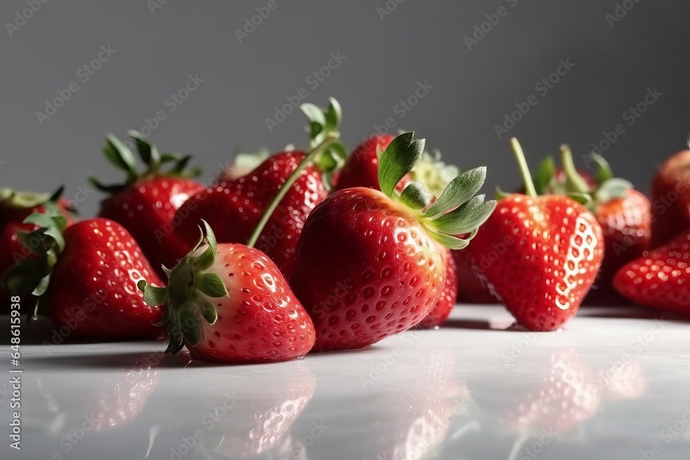 Fresh strawberries on a wooden table