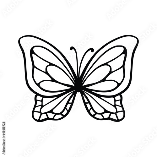 Butterfly line art. Simple minimal butterfly line tattoo icon logotype