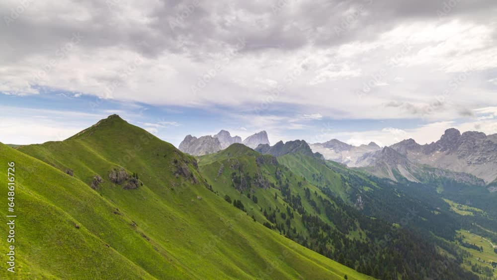 A view of the Ciampie and the countryside into Val di Fassa - Timelapse A view of the Ciampie and the countryside into Val di Fassa - Timelapse