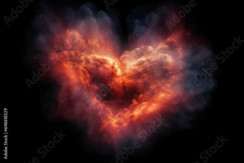 Astrological heart-shaped nebula symbolizing love. Generative AI