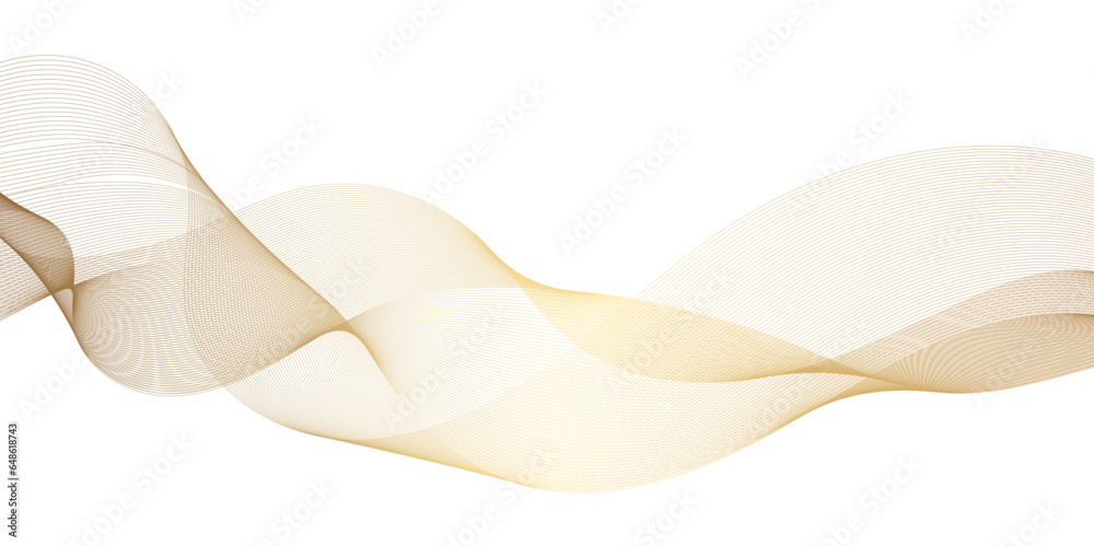 Fototapeta premium Abstract technology and science flowing golden wave curved lines on transparent background. Luxury golden gradient wave lines for banner, template, business, web, flyer, card, poster, presentation.