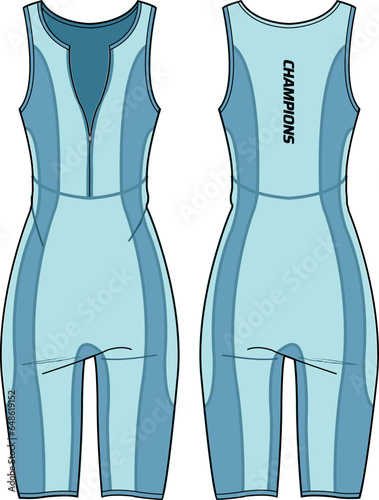 Women sports sleeveless Bodysuit shorts pants active wear design flat sketch fashion Illustration, Unitard catsuit suitable for girls and Ladies . Bodycon jumpsuit rompers active wear.