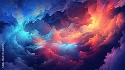 Colorful Sky with Neon Clouds. Abstract Fantasy Background