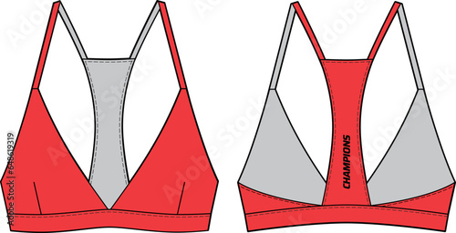 Women Swimming bra top design flat sketch fashion Illustration suitable for girls and Ladies, Triangle Swim sports bra for yoga, gym, running and sports activity