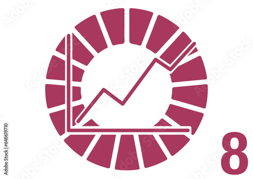 The Global Goals Sustainability Development 8 Eight Decent Work Economic Growth Red