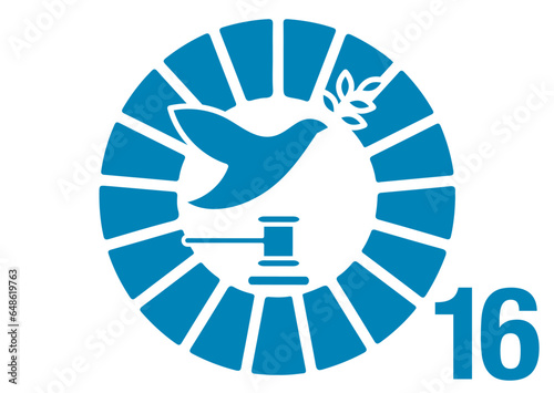 The Global Goals Sustainability Development 16 Sixteen Peace Justice Strong Institutions Blue