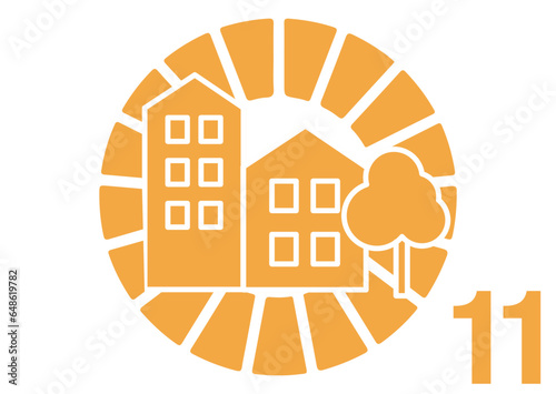 The Global Goals Sustainability Development 11 Eleven Sustainable Cities Communities Orange