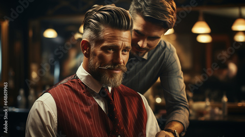 Barber with a client.