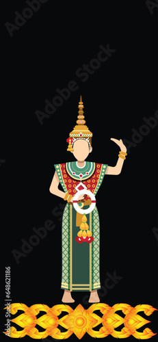 Vector illustration. Wallpaper iphone Thai art pattern or Line Thai background texture.