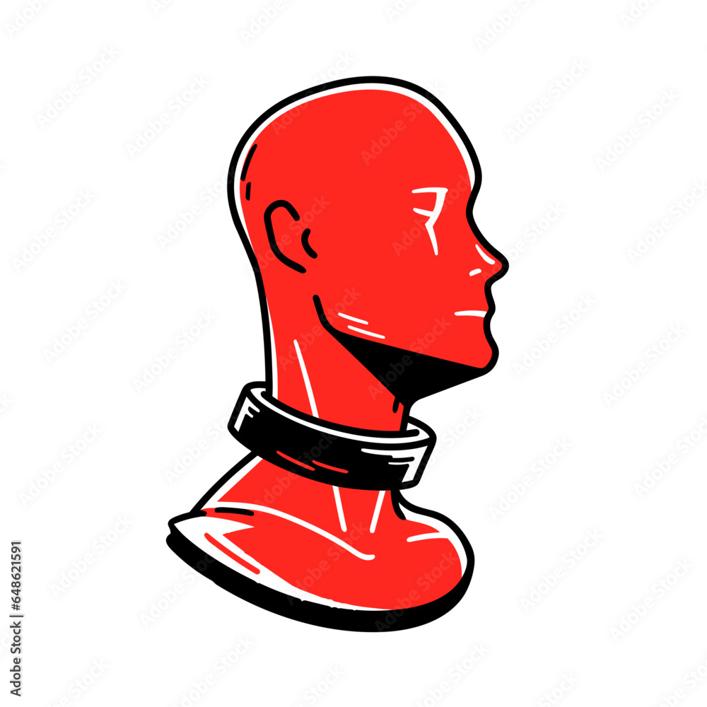 Neck vector icon in minimalistic, black and red line work, japan web ...