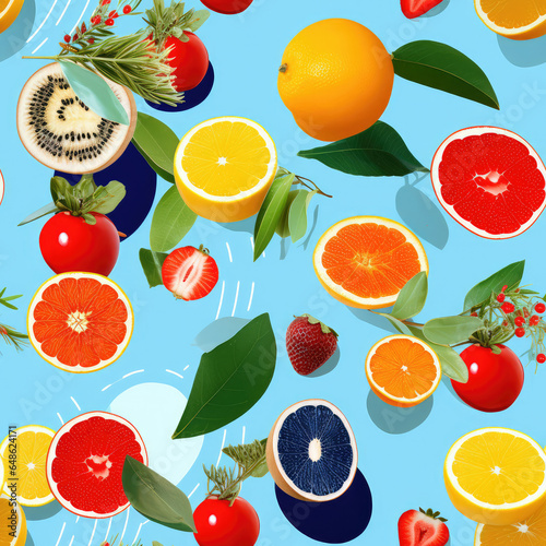 Fruit pattern  colorful variety of fruits repeat
