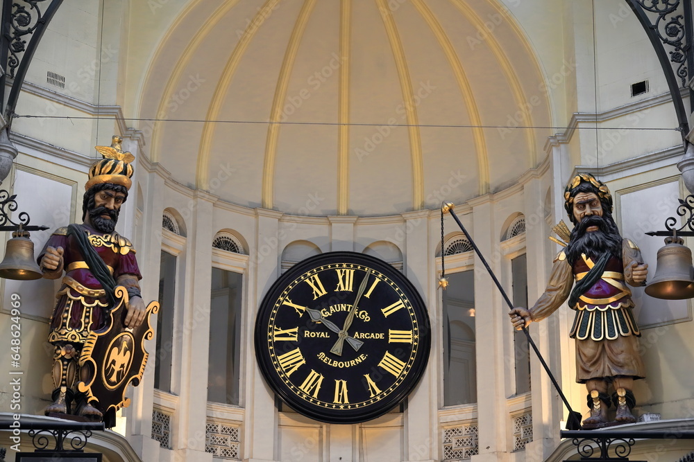 Gog and Magog automata and Gaunt's clock in The Royal Arcade, Australia