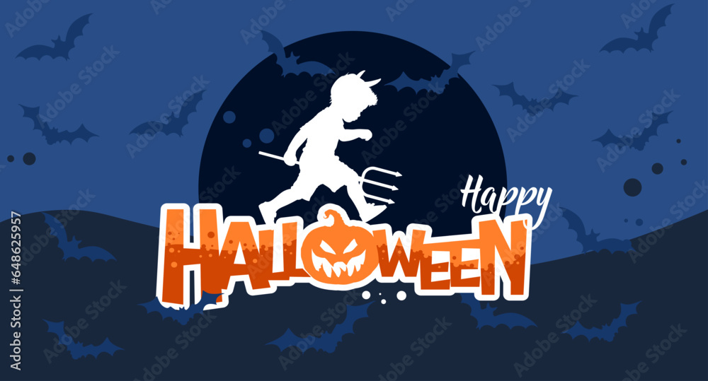 Happy Halloween - illustration, banner poster.