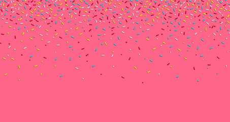 Colorful sprinkles banner background, colorful falling decorative sprinkles background