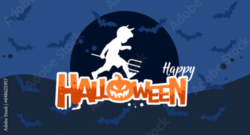 Happy Halloween - illustration, banner poster.