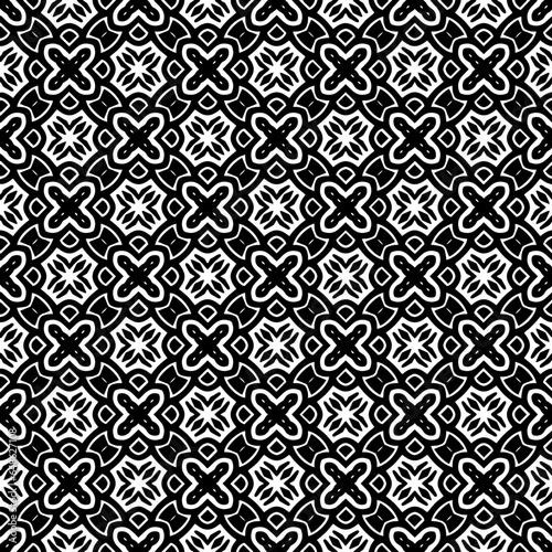 Black and white seamless pattern. Repeat pattern. Abstract background. Monochrome texture. Seamless texture for fashion, textile design, on wall paper, wrapping paper, fabrics and home decor.