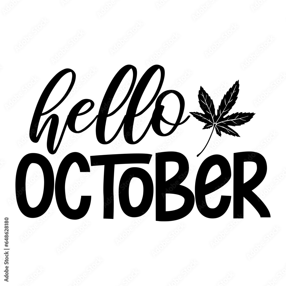 Naklejka premium Hello October Svg