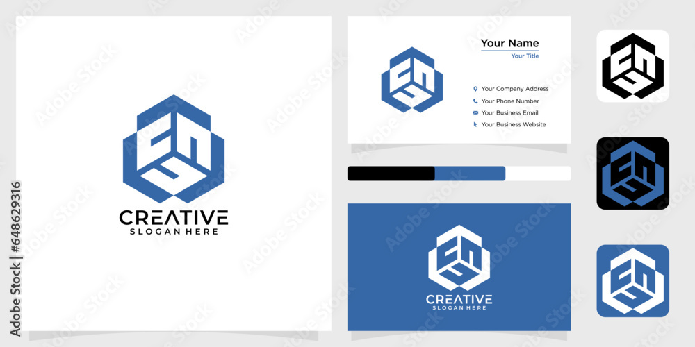 Initial letter ccc hexagon line logo design creative technology simple gold and business card