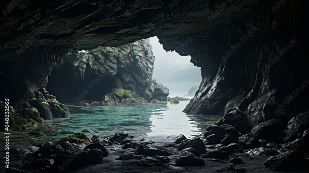 Obraz premium A glimpse from a seaside cave