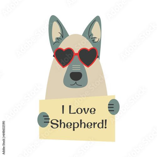 Shepherd Dog with Sign Board