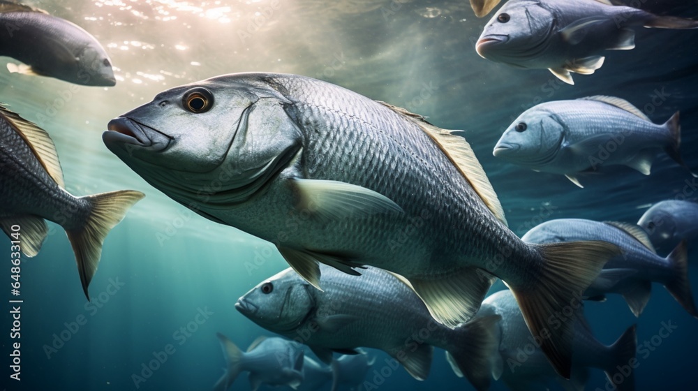 a group of snapper fish swimming together in the water a group of snapper fish swimming together in the water