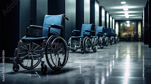 Healthcare Essentials: Row of Ready Hospital Wheelchairs 