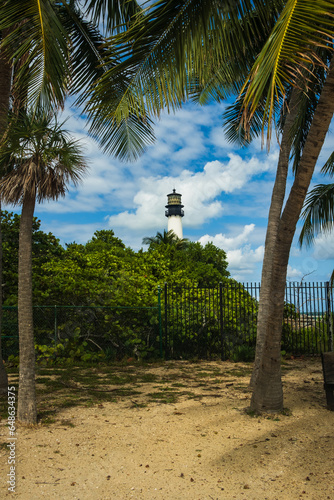 Cape Florida Llighthouse south end of Key Biscayne in Miami Dade County, Florida USA photo