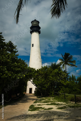 Cape Florida Llighthouse south end of Key Biscayne in Miami Dade County, Florida USA