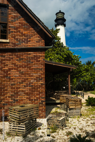 Cape Florida Llighthouse south end of Key Biscayne in Miami Dade County, Florida USA photo