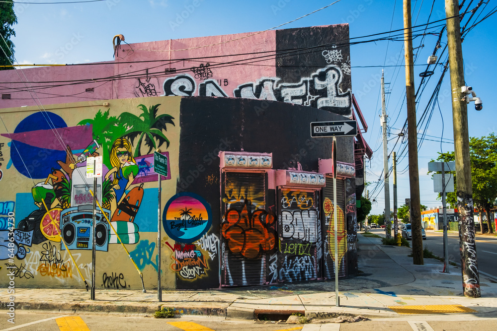 MIAMI FLORIDA USA SEPTEMBER 2023 art graffiti in miami Wynwood wall art