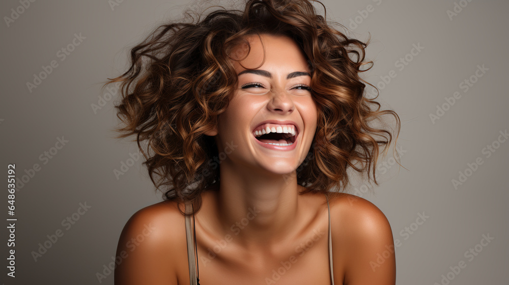 Portrait of a young woman smiling happily. Studio Background, Lifestyle Portrait of a young woman smiling happily. Studio Background, Lifestyle