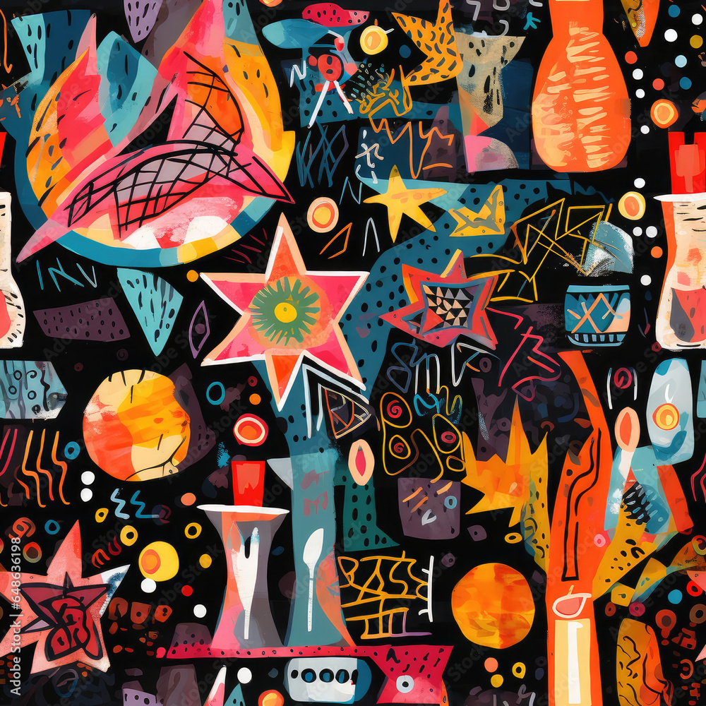 Fototapeta premium Judaica Jewish abstract collage repeat pattern