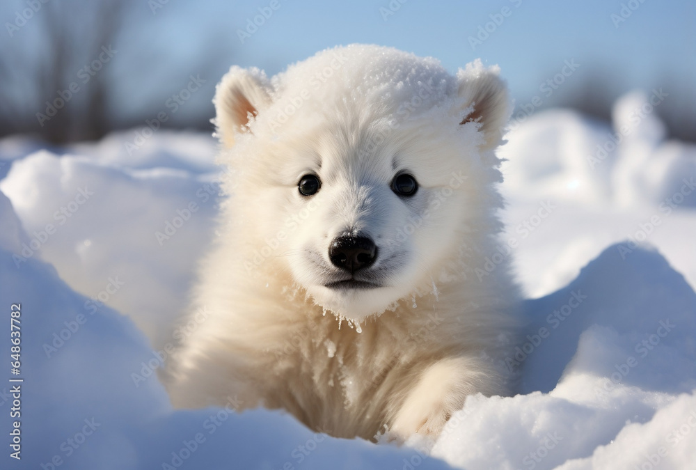Obraz premium Adorable Baby Polar Bear in Winter Wonderland