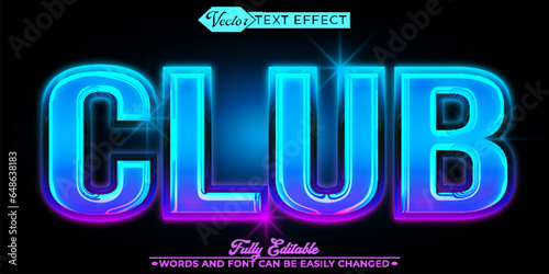 Shiny Neon Night Club Vector Editable Text Effect Template
