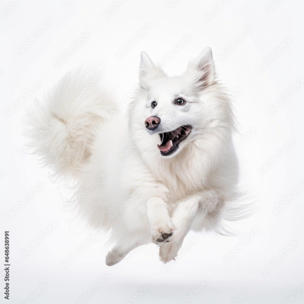 White Dog in Mid-Air Leap White Dog in Mid-Air Leap