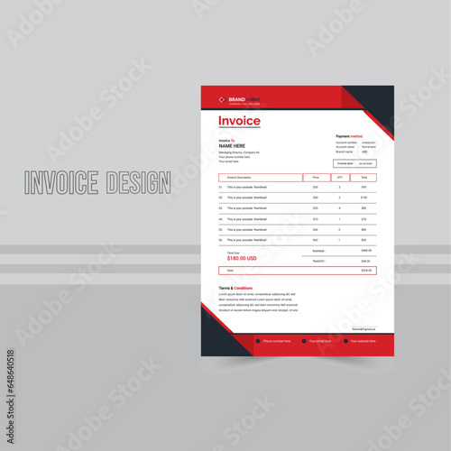 vactor ,modern ,creative  A4 business invoice design template