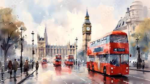 watercolor london city best city on the world - Ai generated