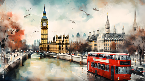 watercolor london city best city on the world - Ai generated photo