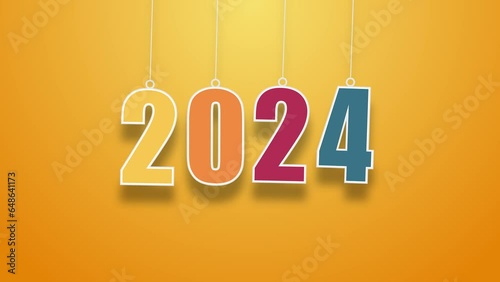 Happy New Year 2024 with Colorful animation. New Year 2024