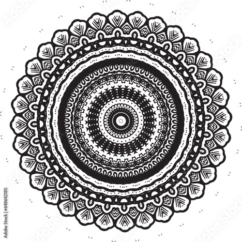 Circular pattern in form of mandala for Henna, Mehndi, tattoo, decoration. Decorative ornament in ethnic oriental style. Coloring book page.
